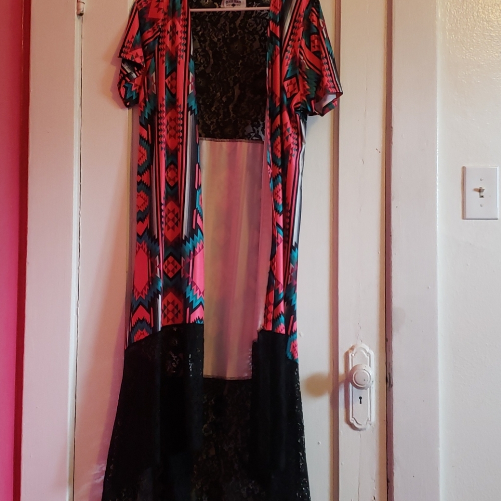 Short sleeve laced cardigan